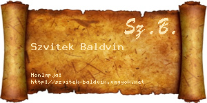 Szvitek Baldvin névjegykártya